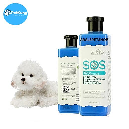 Sữa tắm SOS - xanh dương cho chó poodle lông trắng